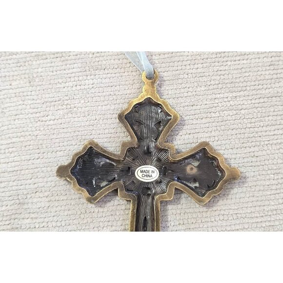 Vintage-Style Rhinestone Cross Ornament With Ribbon Hanger 5-1/2"H x 4"W - Picture 4 of 6
